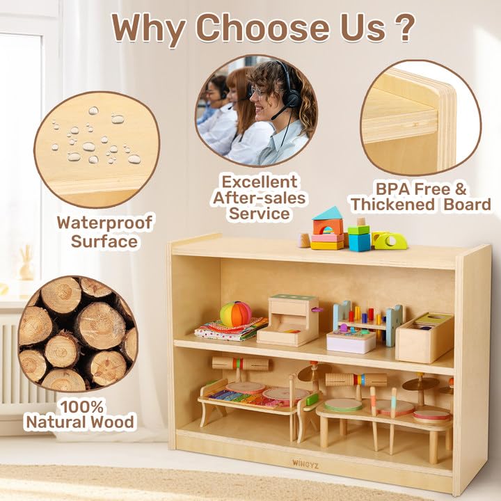 2-Tier Wooden Kids Bookshelf A439636