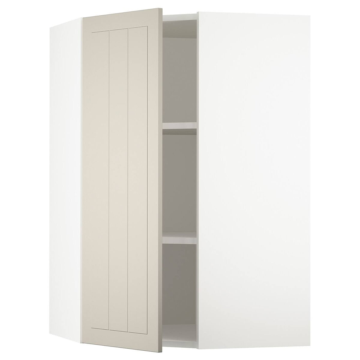 White Stensund Beige Corner Wall Cabinet with Shelves K76166