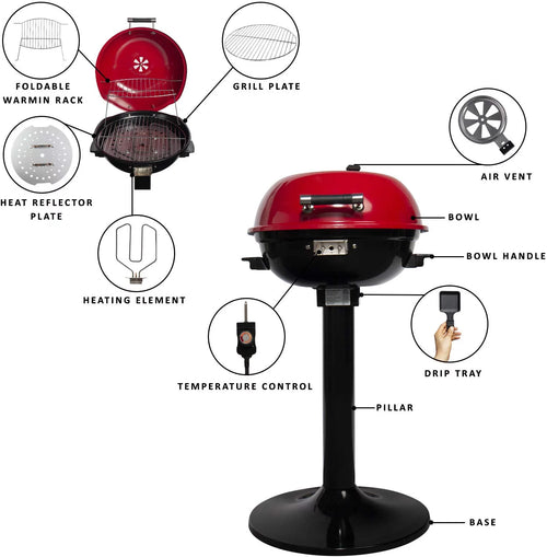 15" Electric BBQ Grill with Removable Stand Q4440