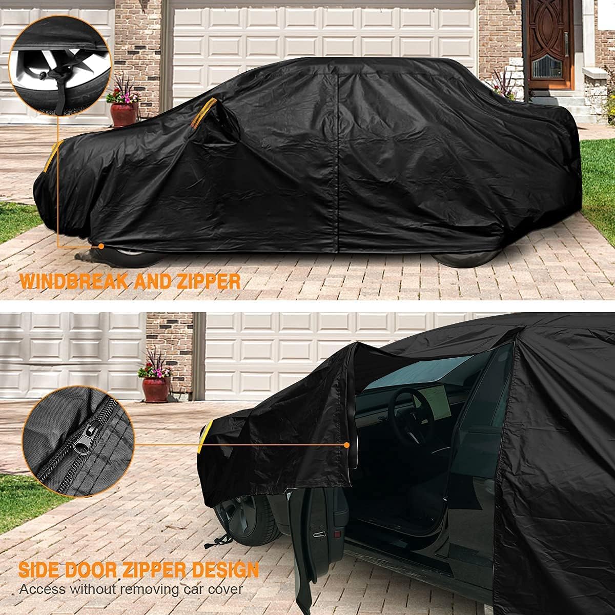 Sedan Car Cover Waterproof All Weather Full Car Cover Snow Hail Rain Sun UV Dust Protection Scratch Resistant Snow Winter (Fit for Car Size: 209''L x 79''W x 59''H (Approx)) Pack of 2 C3171