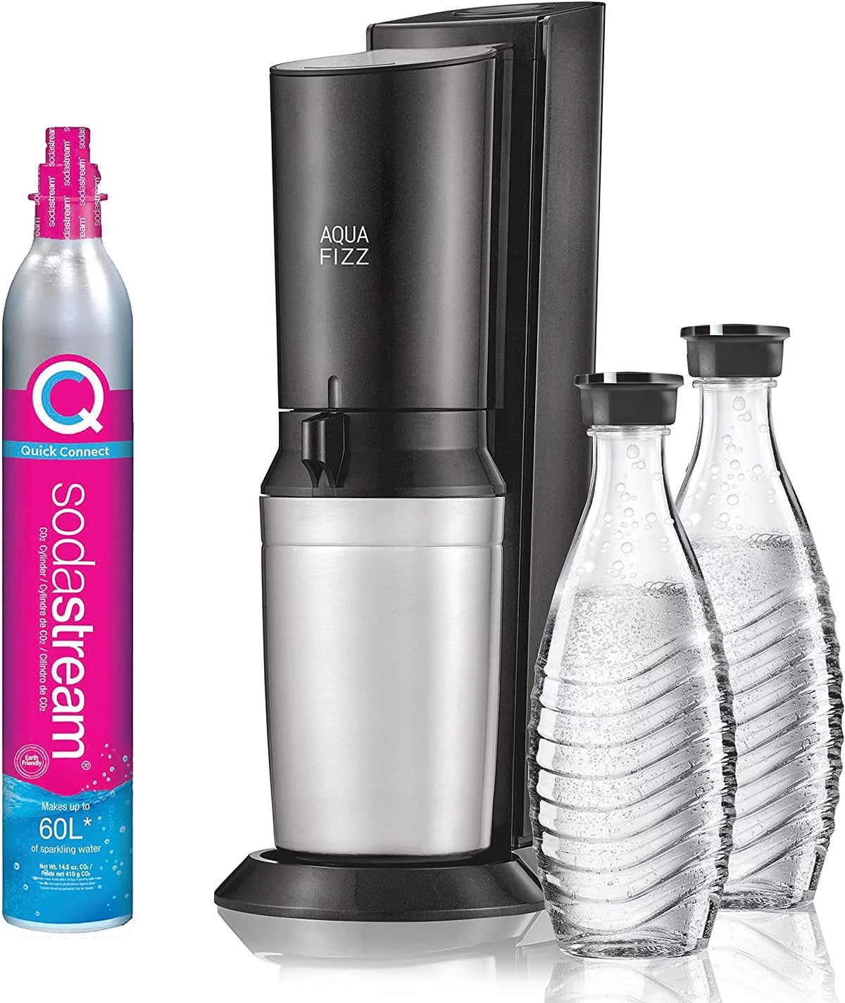 Black Sparkling Water Maker with Co2 and Glass Carafes T60198