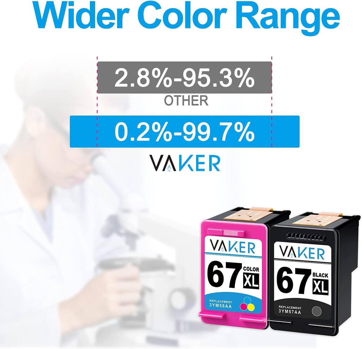 Remanufactured Ink Cartridge Replacement for HP 67 67XL Pack of 2 B3276