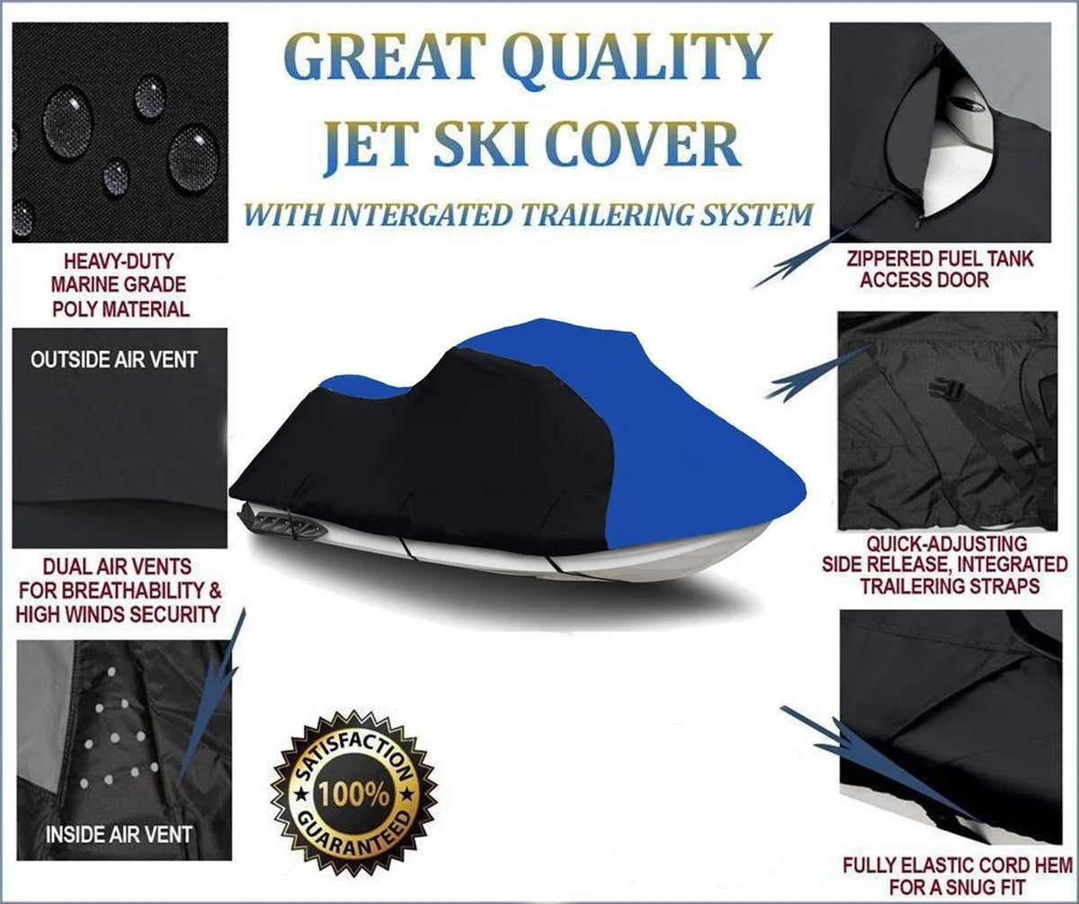 Black Blue Heavy-Duty Jet Ski PWC Watercraft Cover B768