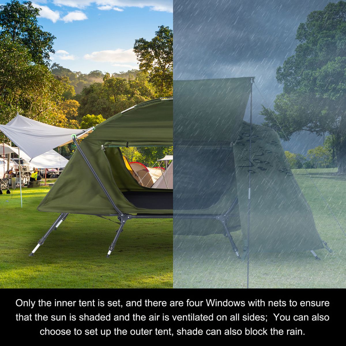 Elevated Single Cot Tent with Carrying Bag Q4657