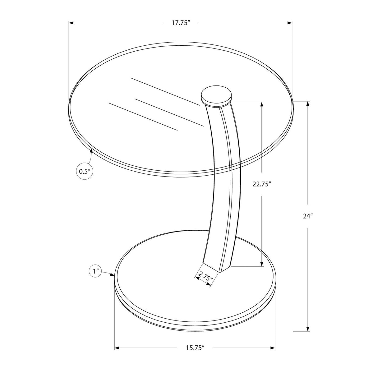 Cappuccino Bentwood Accent Table with Tempered Glass N5335