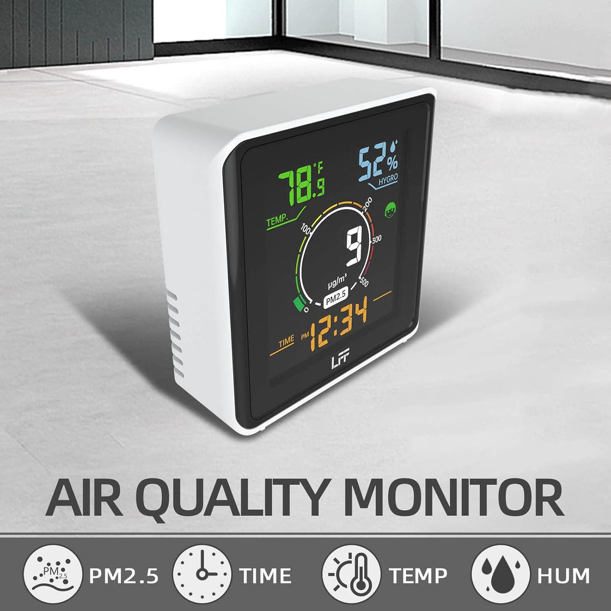 Indoor Air Quality Monitor PM2.5 Temperature Humidity Meter B7253