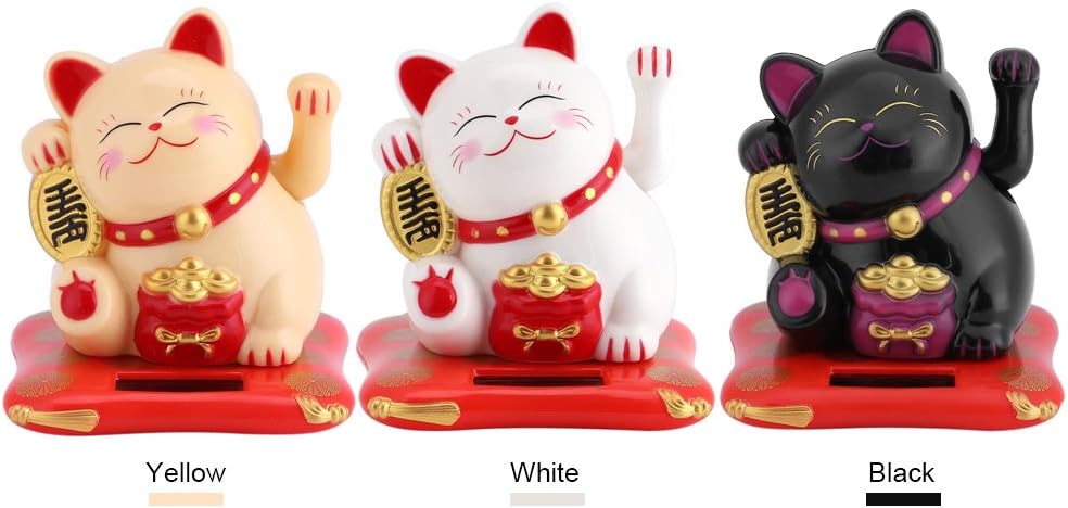Solar Powered Waving Arm Lucky Cat White O8100