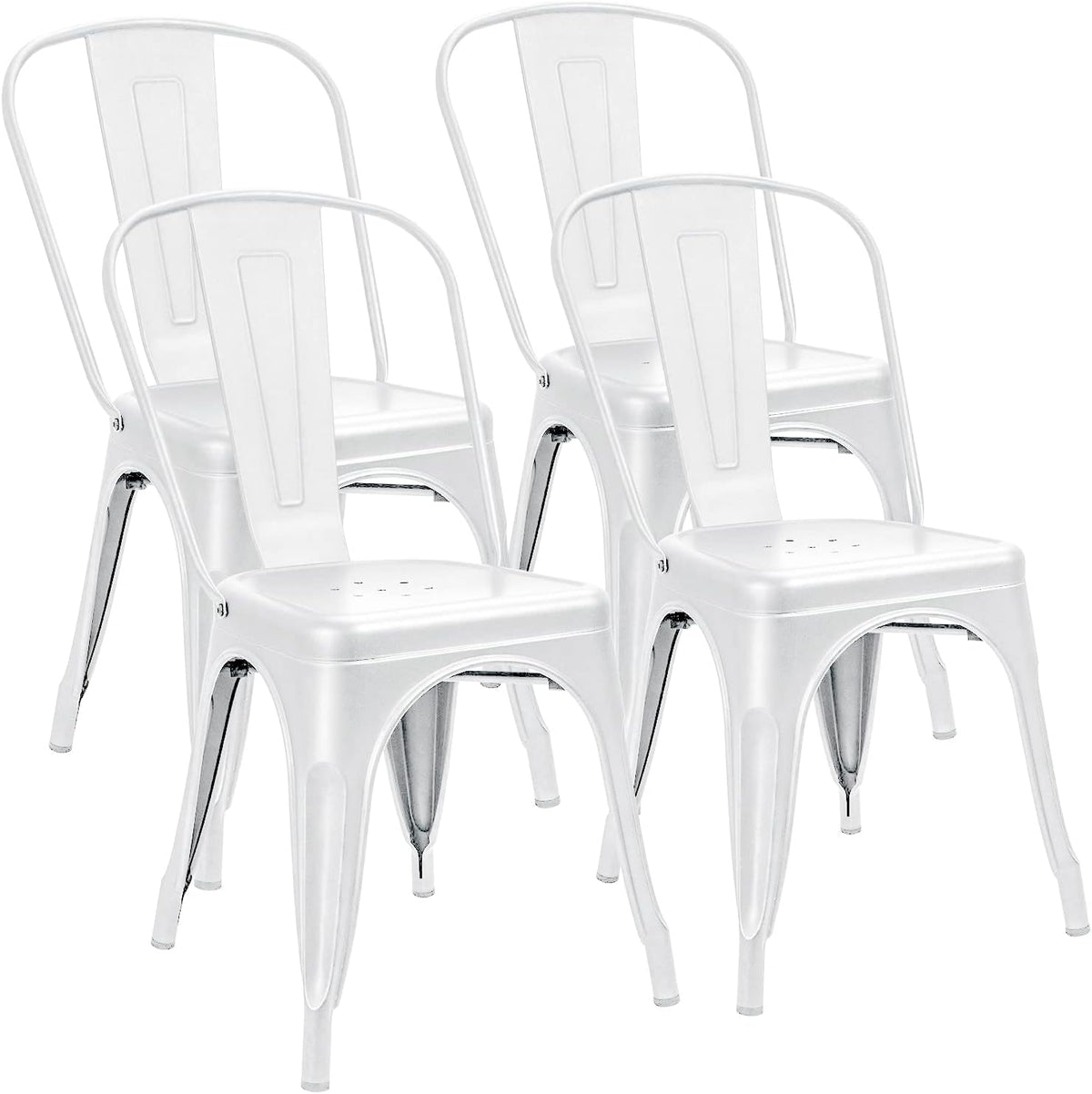Grey Metal Stackable Dining Chairs Set of 4 X6916