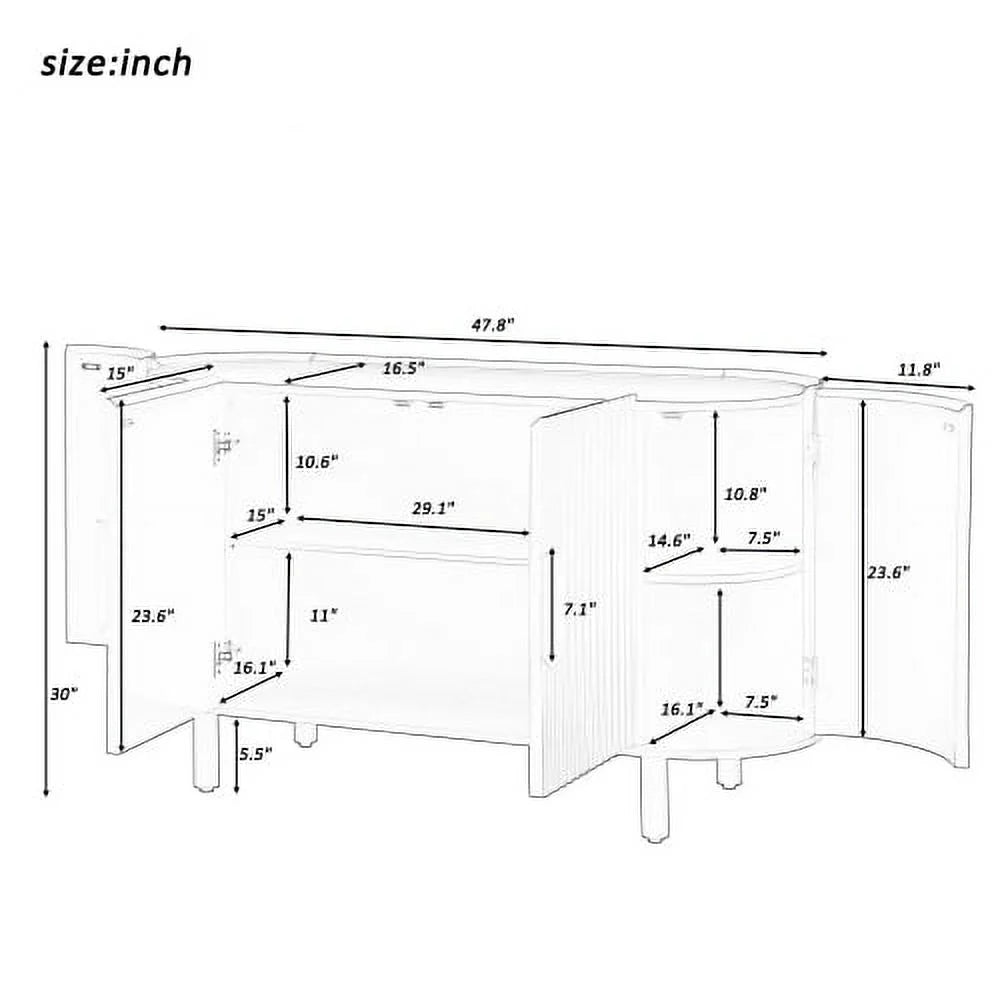 Black Curved Sideboard with Adjustable Shelves B313588