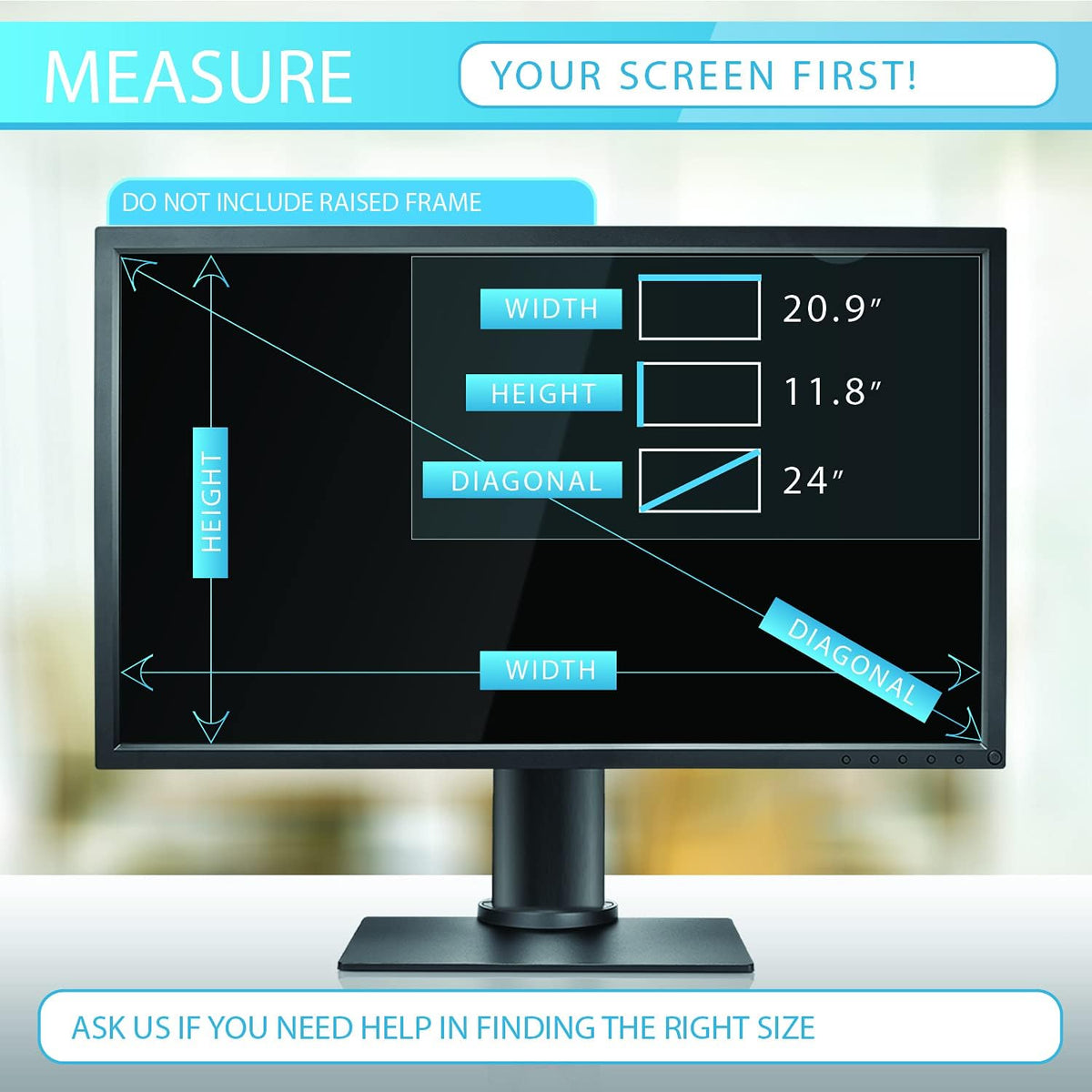 Privacy Screen Filter for 24 Inches Widescreen Monitor, 20.9 x 11.8 inch, Pack of 2 R9824
