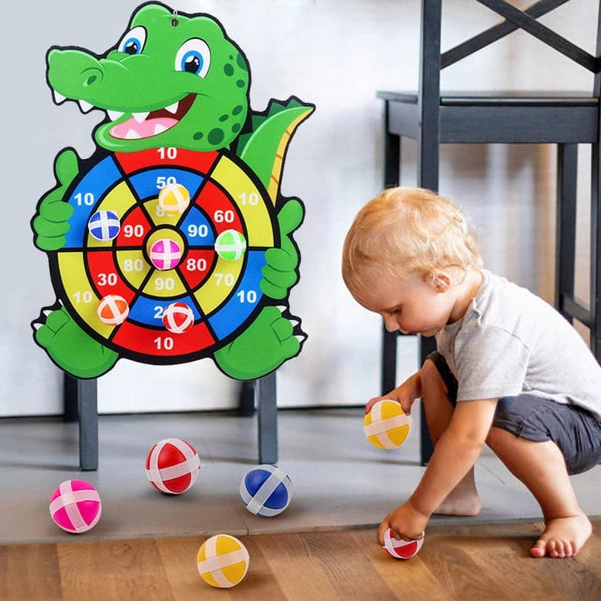 Dinosaur Slingshot Sticky Ball Dart Board Game C49351