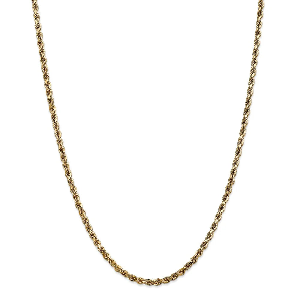 14kt Yellow Gold Diamond-Cut Rope Chain 24 inch Lobster Clasp U1593