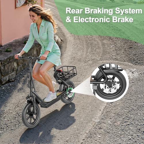 Electric Scooter Adults 27Mile Range 22Mph 750W Foldable with Back Basket E37304