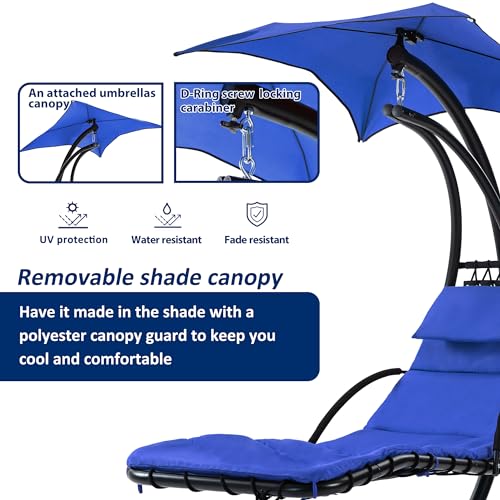 Navy Hanging Chaise Lounger with Removable Canopy Cushion L234