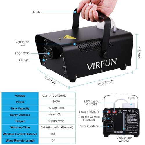 Fog Machine with 6 LED Lights and 500ml Tank K251