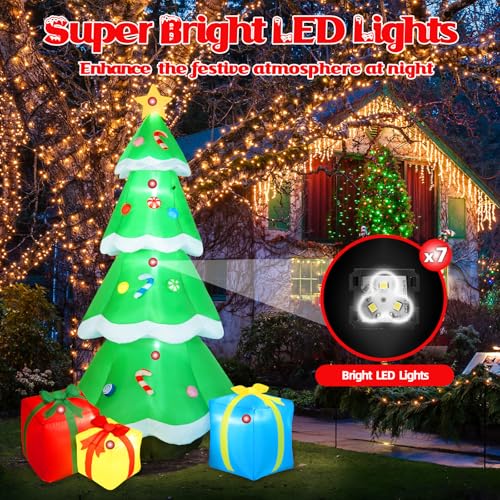 12FT Giant Christmas Inflatables Snowman Outdoor Decorations with Rotating Colorful LED Lights M783489