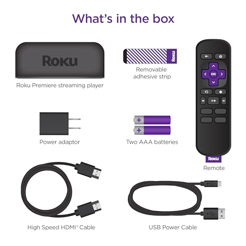 Black HD/4K/HDR Streaming Media Player with Remote and HDMI Cable C673