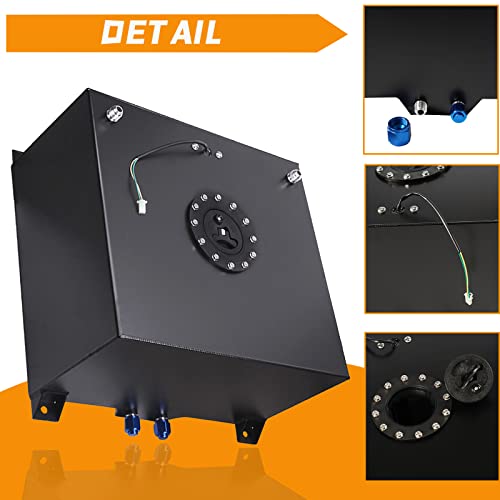 Polished Aluminum Black Universal Fuel Cell Tank with Cap and Level Sender R841304