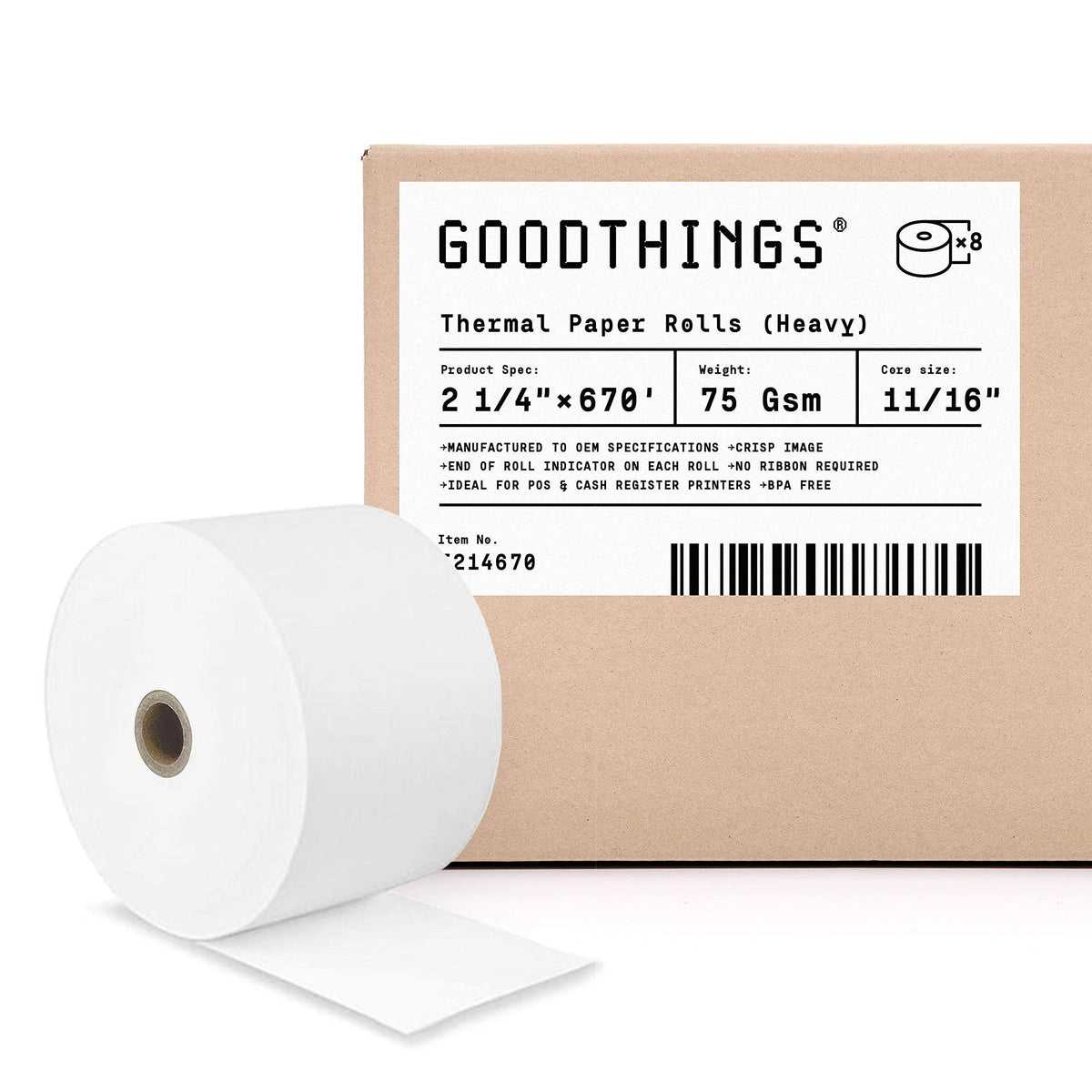 ATM Thermal Paper Rolls, 8 Rolls/Case W3290