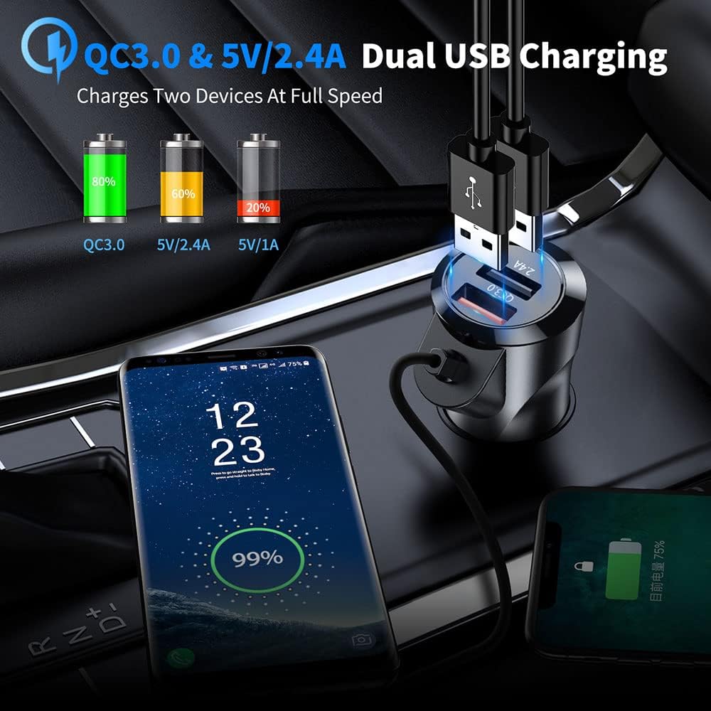 Car Phone Holder Bluetooth FM Transmitter Car Charger QC3.0 Dual USB Pack of 2 Z832