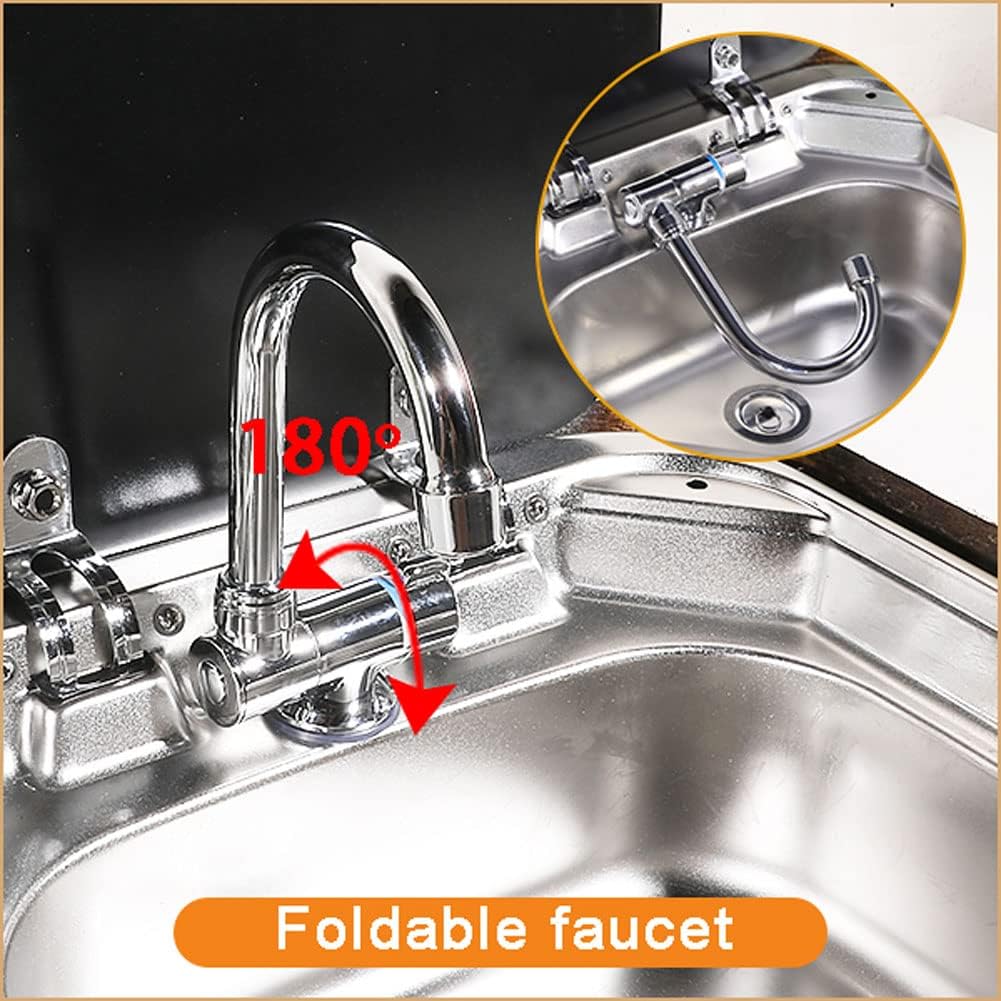 RV Stainless Steel Kitchen Sink with Folded Faucet and Tempered Glass Lid R285385