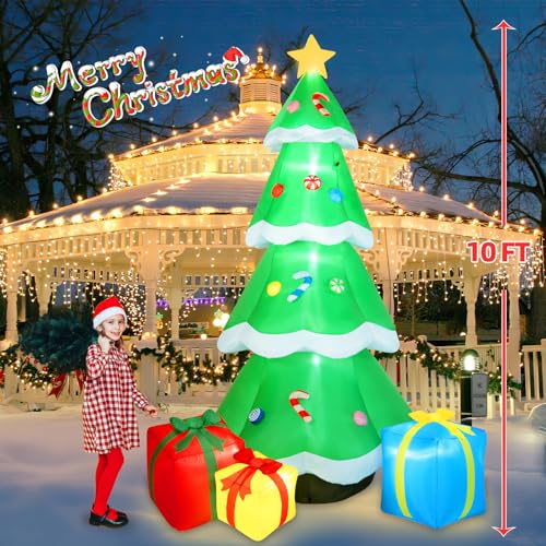 12FT Giant Christmas Inflatables Snowman Outdoor Decorations with Rotating Colorful LED Lights M783489