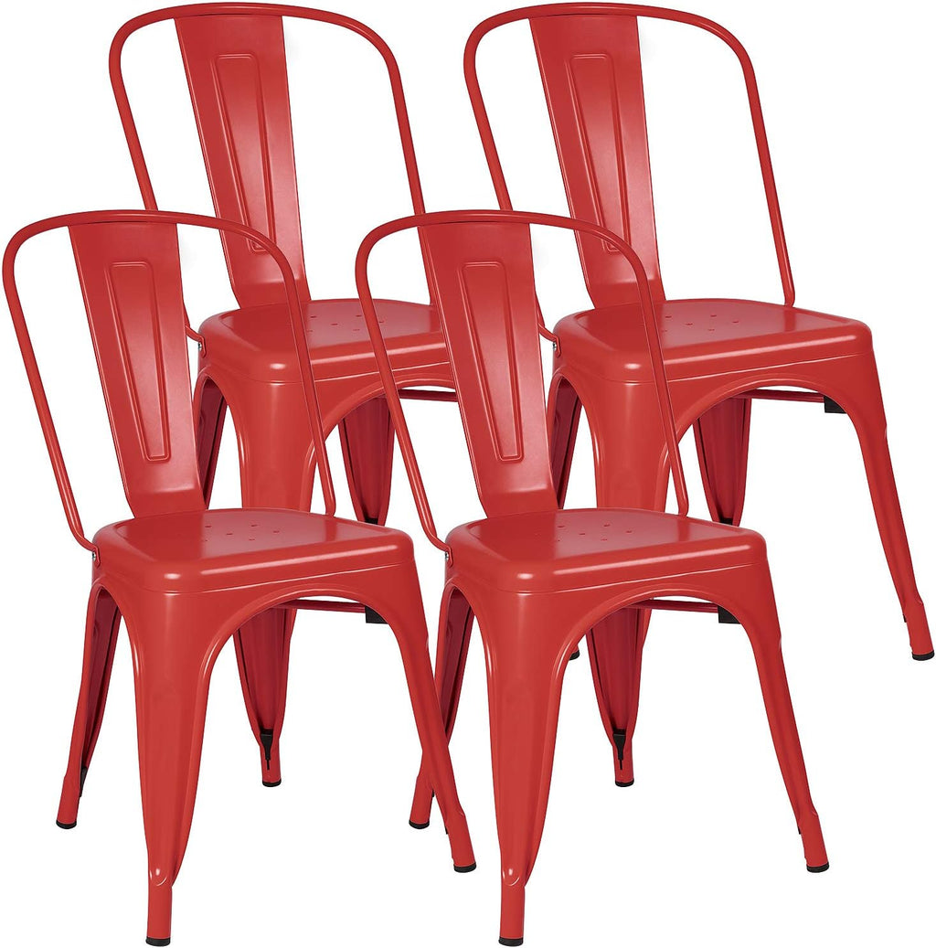 Grey Metal Stackable Dining Chairs Set of 4 X6916