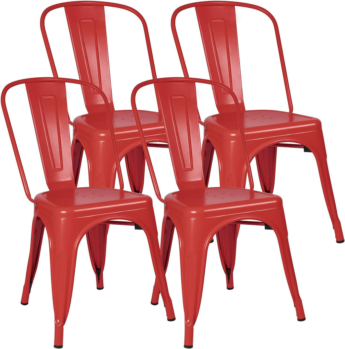 Grey Metal Stackable Dining Chairs Set of 4 X6916