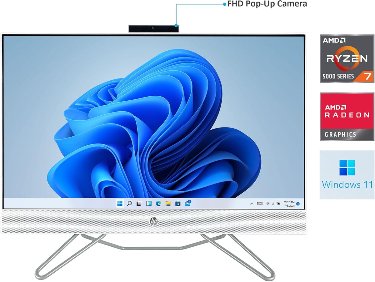 27" Full HD Touchscreen All-in-One Desktop Computer with AMD Ryzen 7 5700U 8-Core Processor, 64GB DDR4 RAM, 1TB NVMe SSD V88574