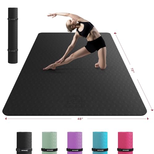 Extra Large Yoga Mat 72"x48" 1/4" Thick Non-Slip Eco-Friendly I3920