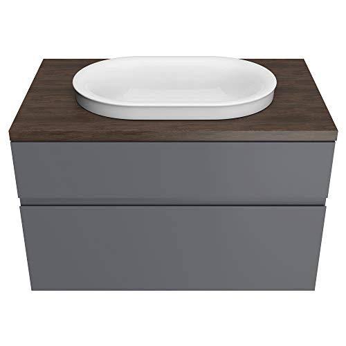 33 in. Above Counter Sink Top with Single Faucet Hole in Walnut B90366