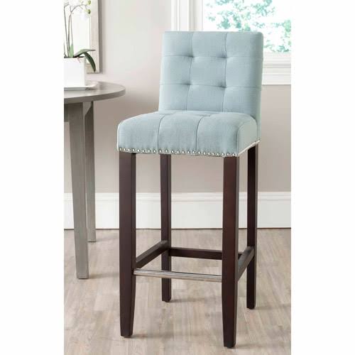 Blue Tufted Bar Stool with Footrest N7893