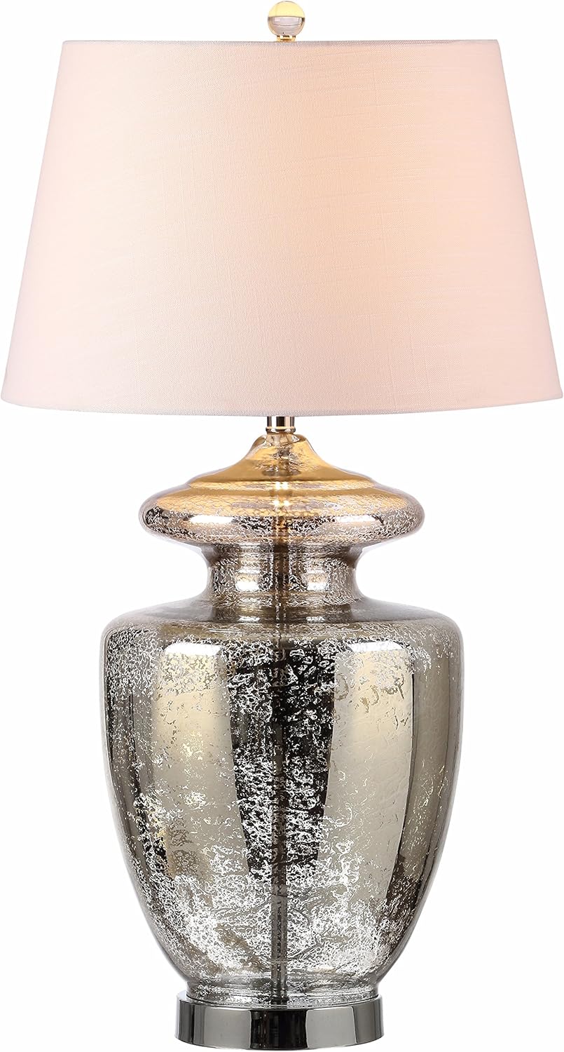 Glass LED Table Lamp Mercury Silver Ivory B8023