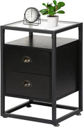 Black Side Table with Drawer and Shelf M9314
