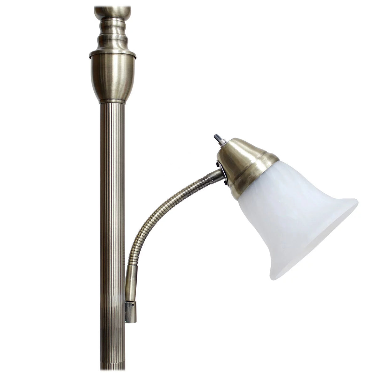 2 Light Torchiere Floor Lamp with White Marble Glass, Brushed Nickel R7991