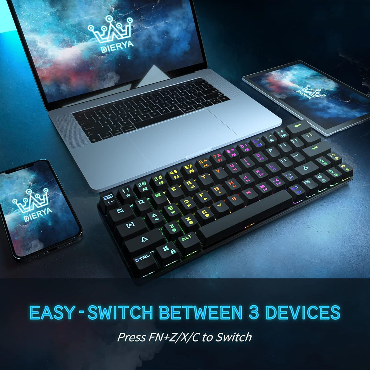 60% Wired Wireless RGB Backlit Programmable Gaming Keyboard W238