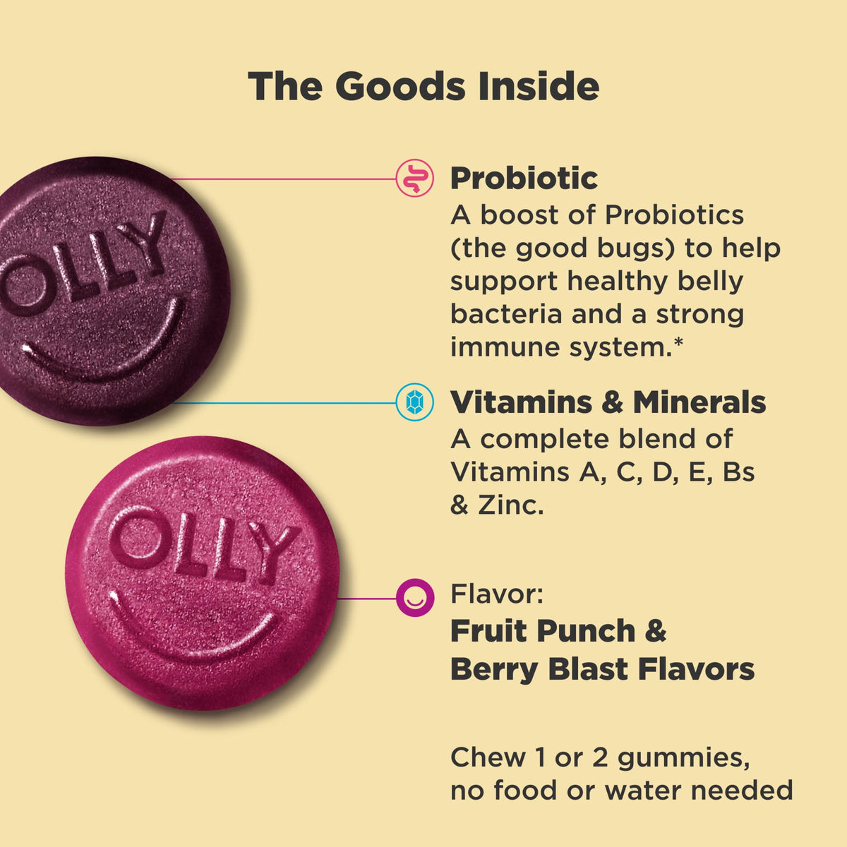 Kids Multivitamin Probiotic Gummy, Berry, 100 Ct E4580