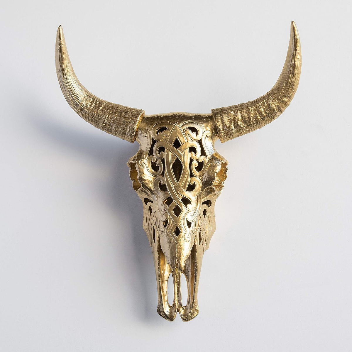 Faux Decorative Carved Cow Skull Wall Mount D3288