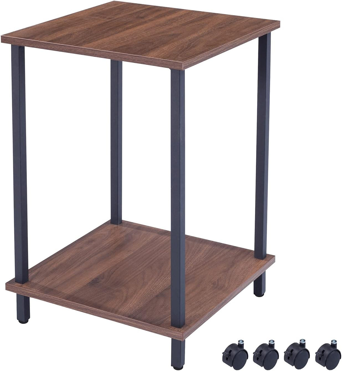 White Marble 2-Tier End Table with Castors K3961