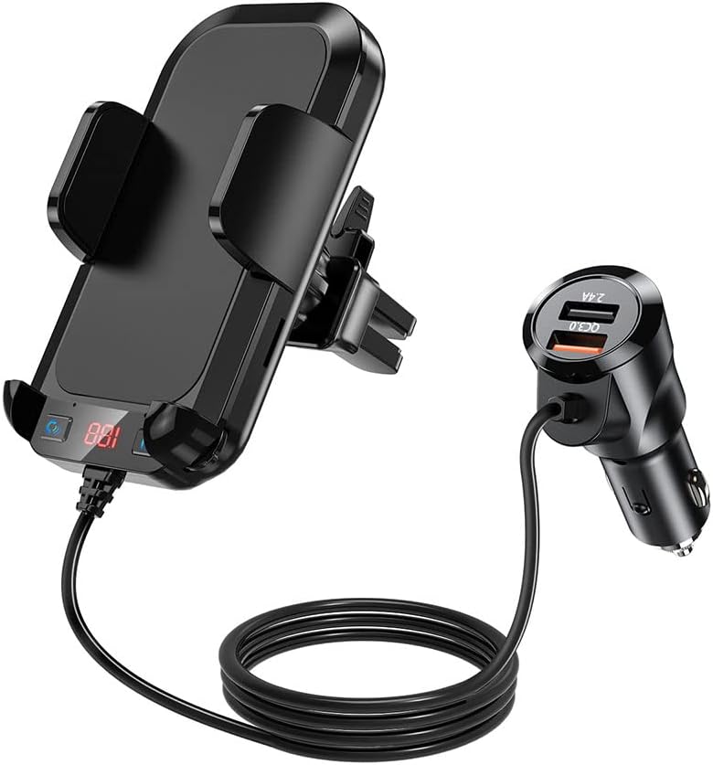 Car Phone Holder Bluetooth FM Transmitter Car Charger QC3.0 Dual USB Pack of 2 Z832
