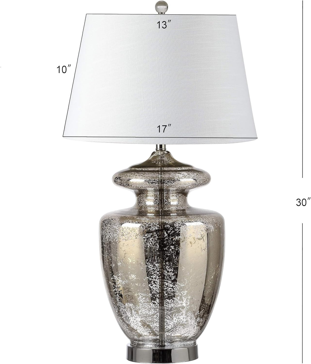 Glass LED Table Lamp Mercury Silver Ivory B8023