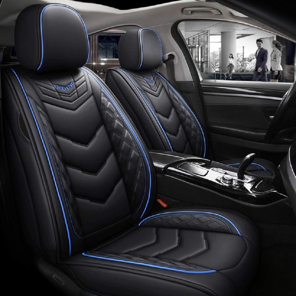PU Leather Car Seat Cover 5-Seater Black-red H715381