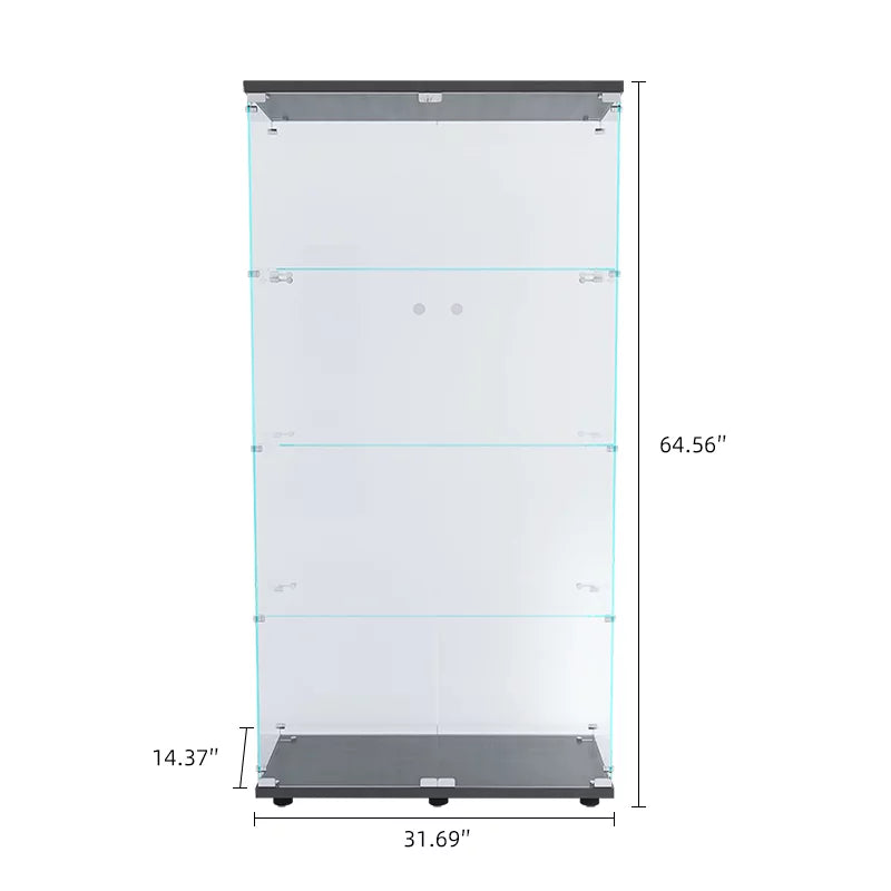 Black Glass Display Cabinet with 4 Shelves H867