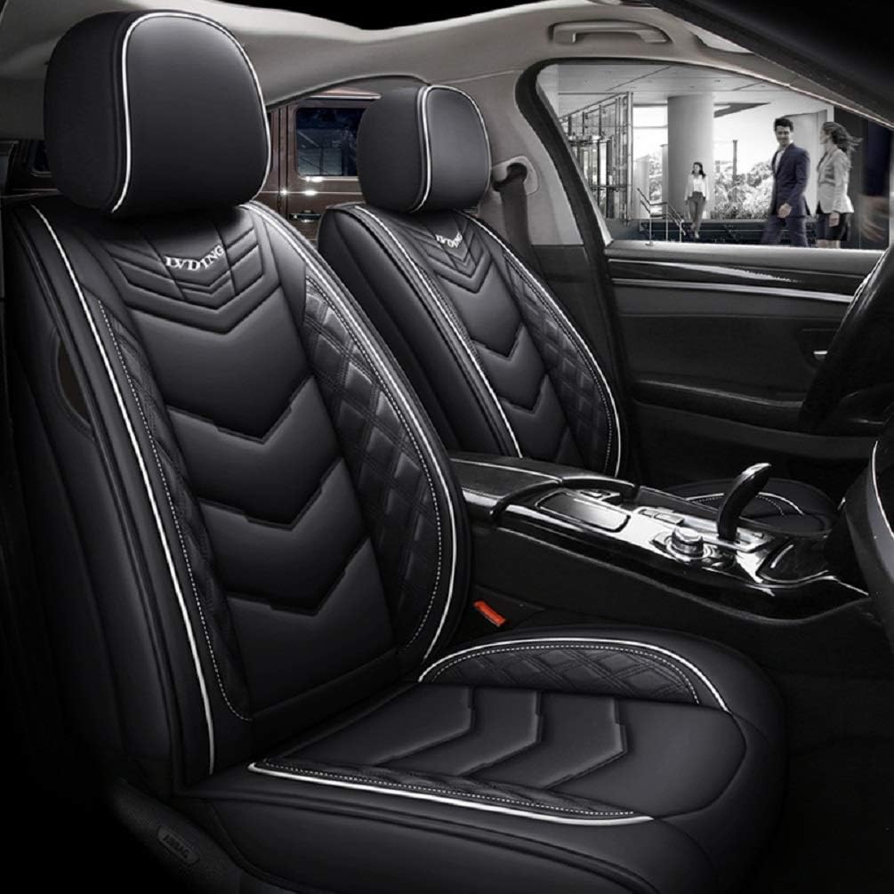 PU Leather Car Seat Cover 5-Seater Black-red H715381