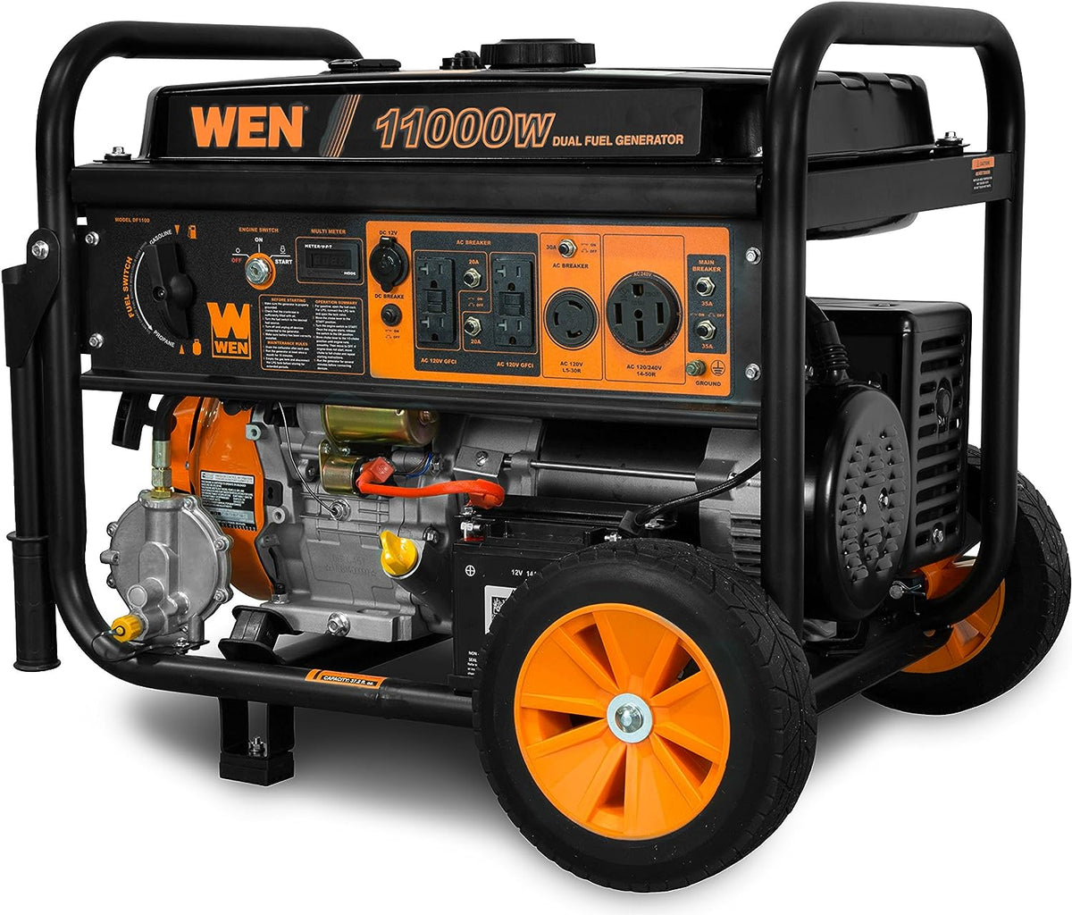 11,000-Watt 120V/240V Dual Fuel Portable Generator with Wheel Kit and Electric Start N105016