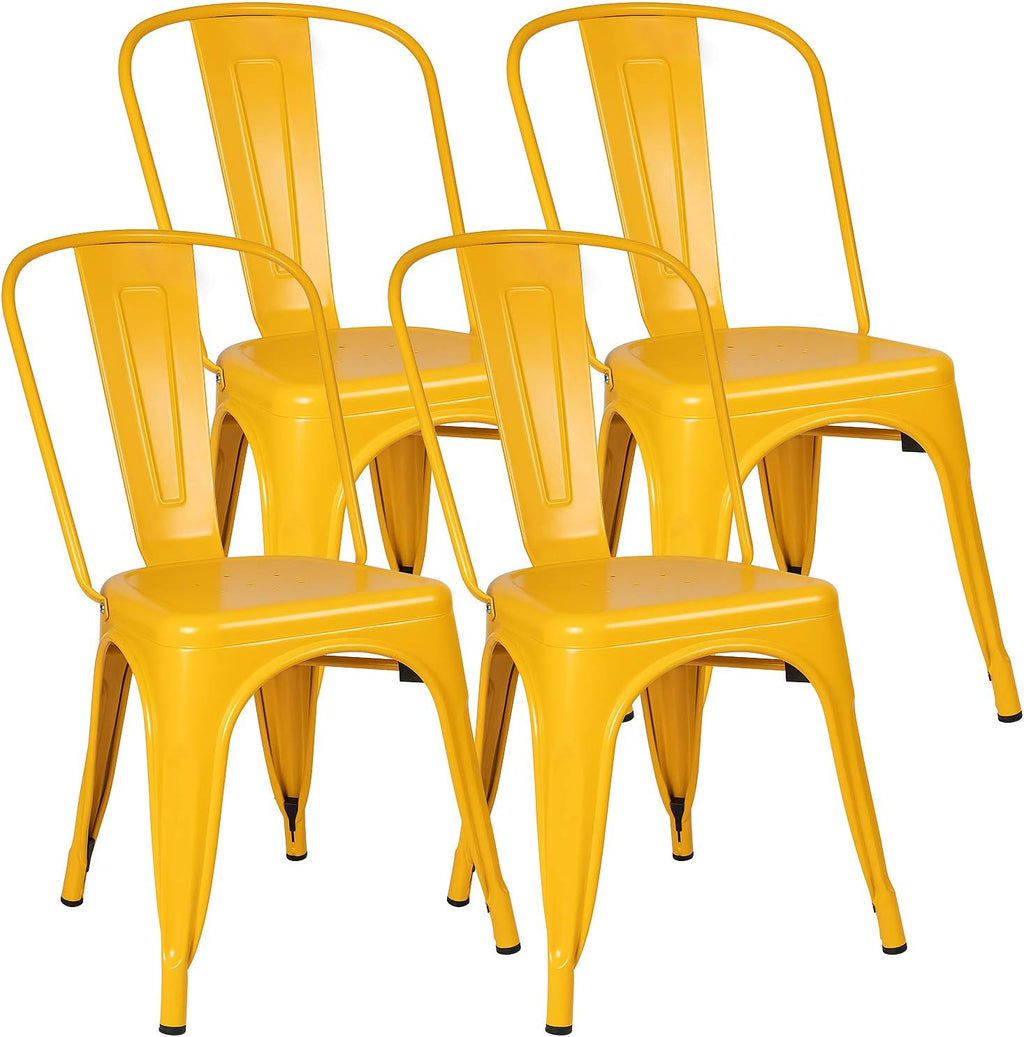 Grey Metal Stackable Dining Chairs Set of 4 X6916