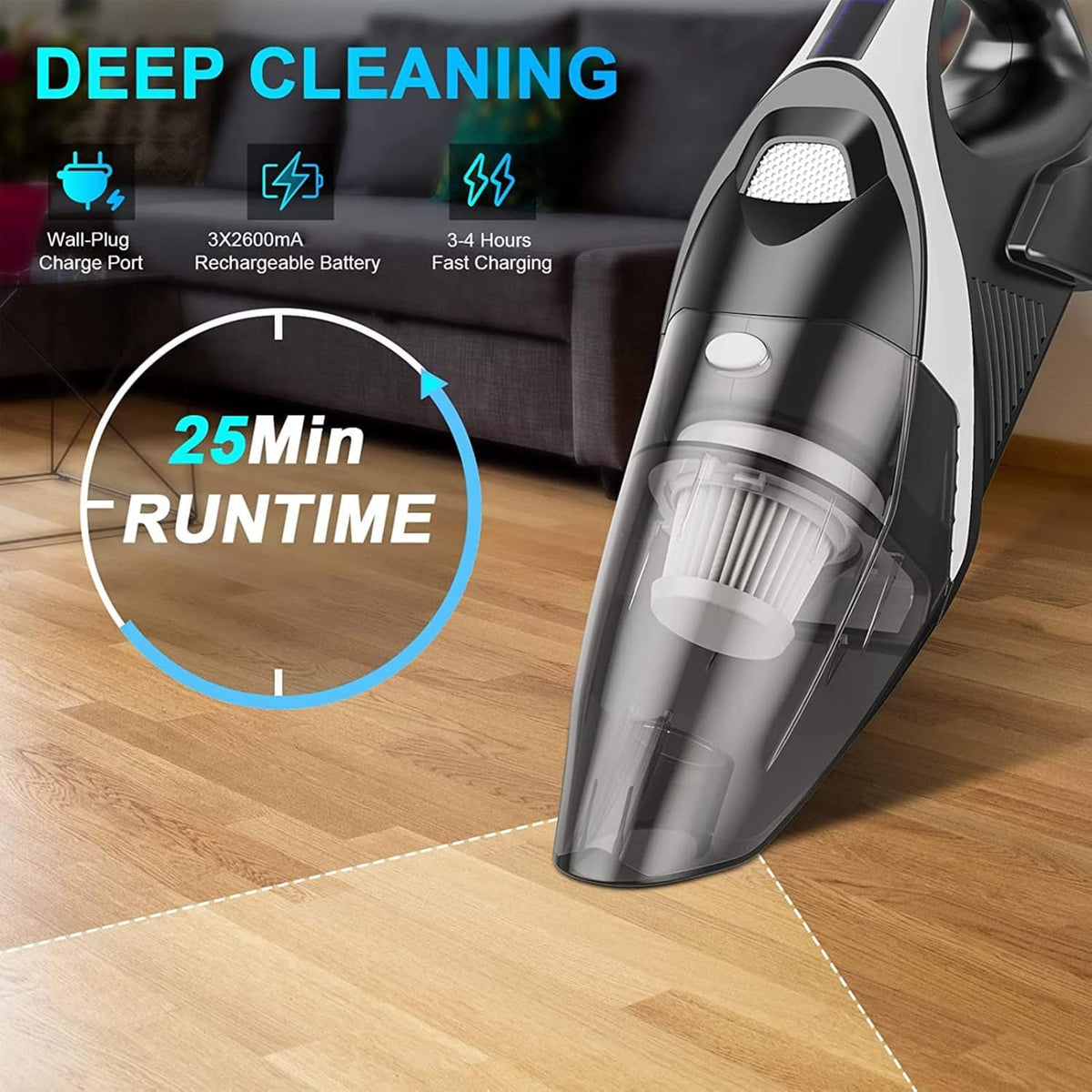 Cordless Handheld Vacuum 9000Pa with LED Light O9666