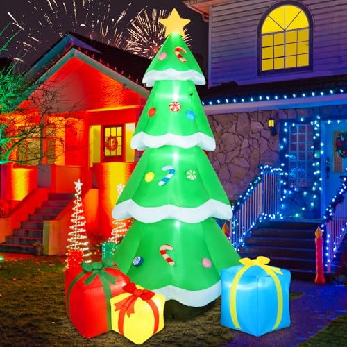 12FT Giant Christmas Inflatables Snowman Outdoor Decorations with Rotating Colorful LED Lights M783489