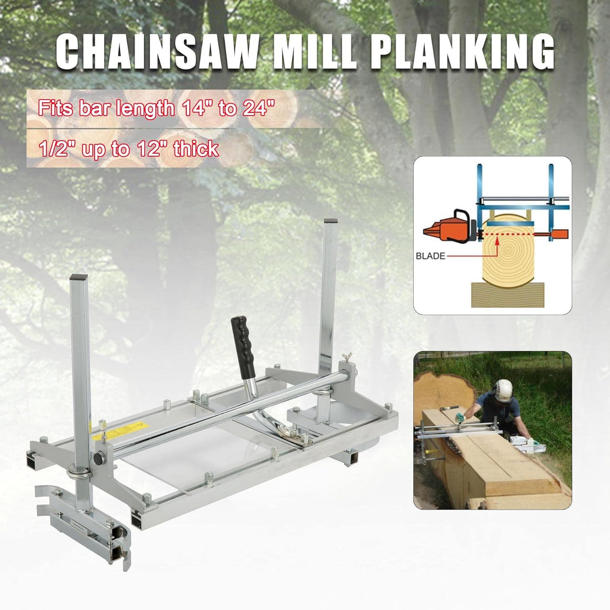 Portable Chainsaw Mill 24 Inches Aluminum Steel P36696