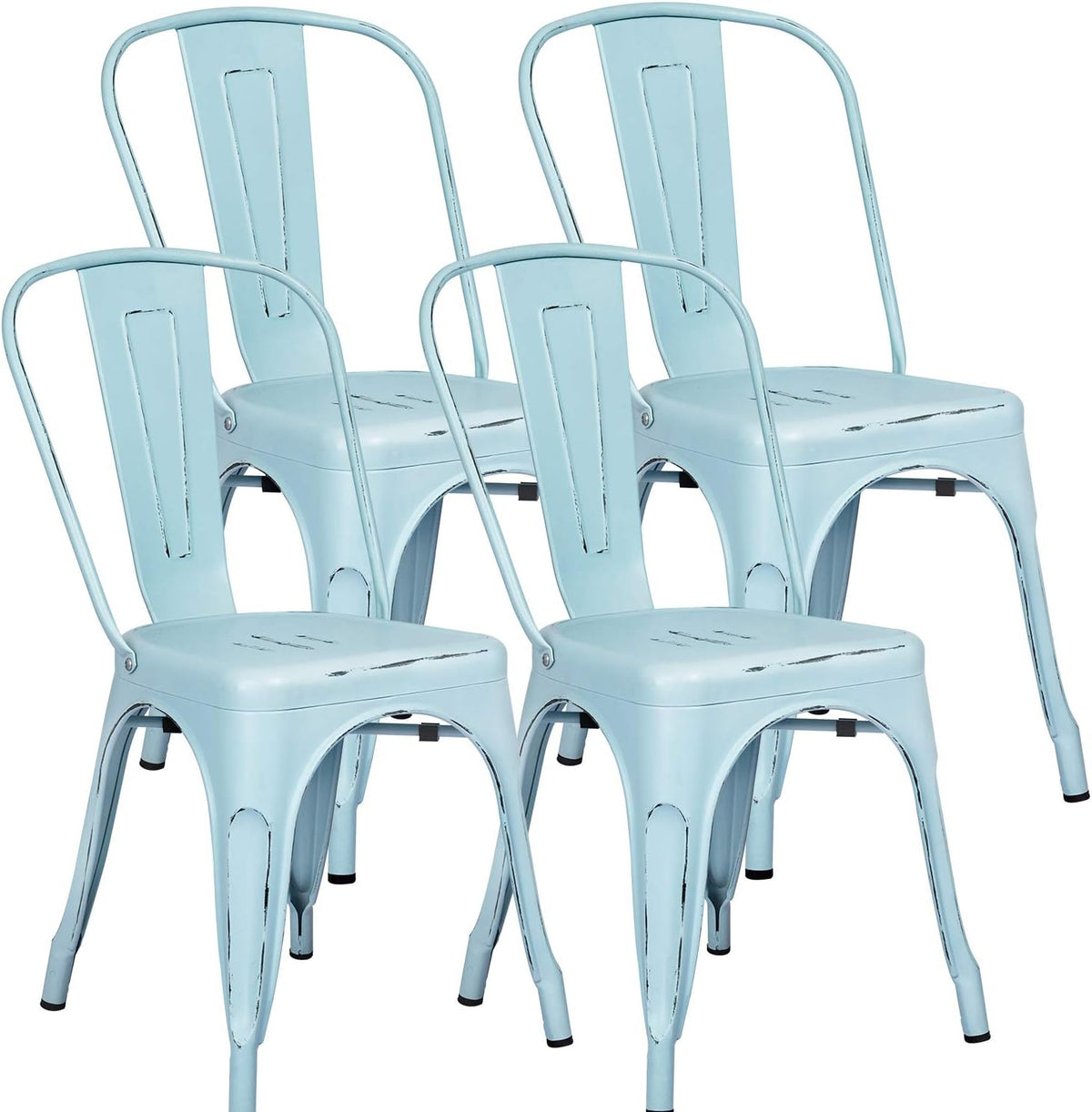 Grey Metal Stackable Dining Chairs Set of 4 X6916